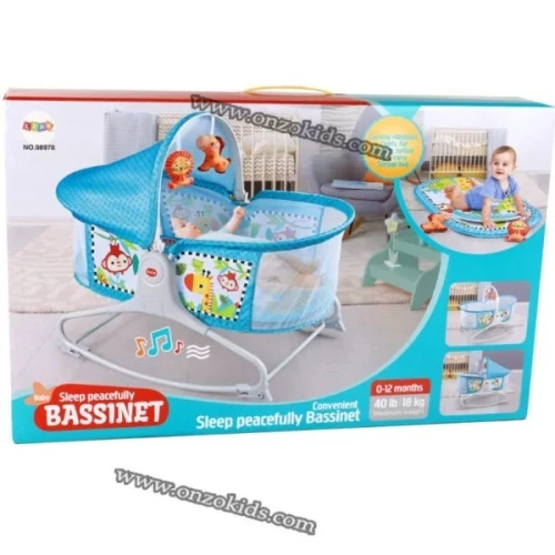 Berceau, Lit à bascule avec tapis 2en1, sons et vibrations pour Bébé