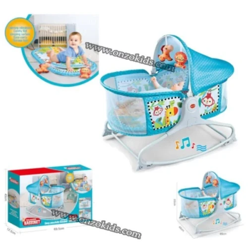Berceau, Lit à bascule avec tapis 2en1, sons et vibrations pour Bébé