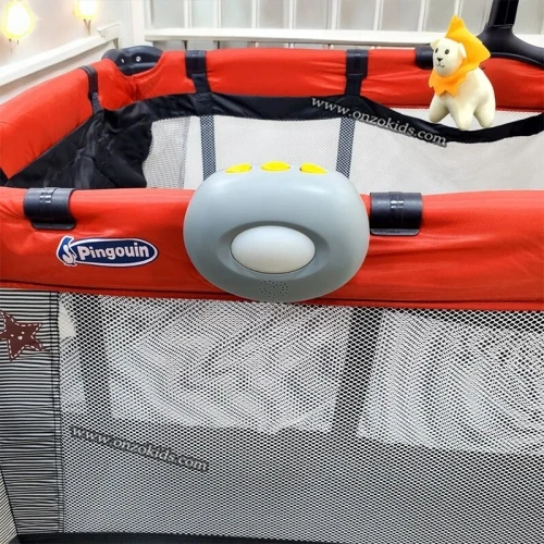 Lit parc style Tente balançoire et musical pour bébé - Pingouin