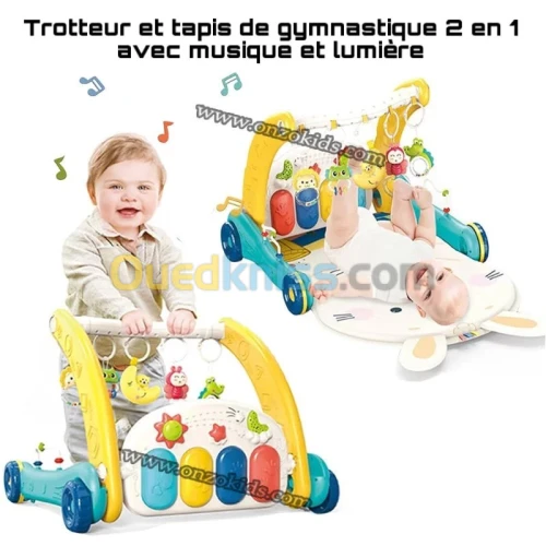 Trotteur et tapis déveil 2en1 pour bébé