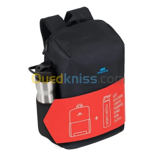 SAC A DOS RIVACASE 8068 15,6 NOIR + GOURDE DE SPORT