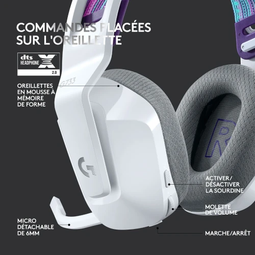 Casque Sans Fil LOGITECH G733 Gaming Blanc / Lilac