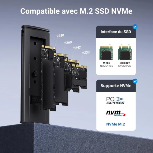 Boîtier UGREEN SSD M.2 2230 2242 2260 2280 ENCLOSURE REF : 15512