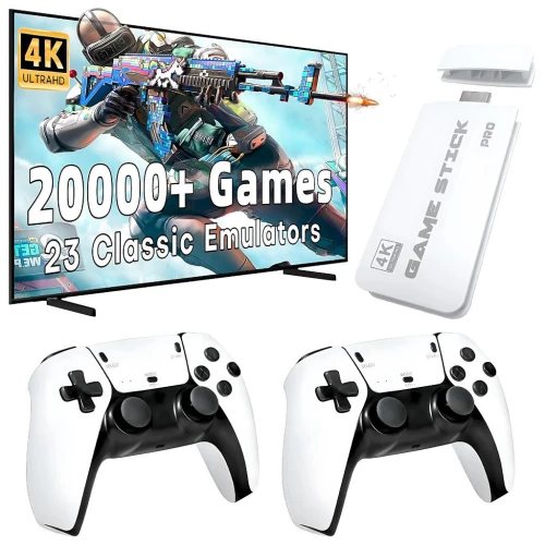 M15 Game Stick Pro Console de jeu vidéo 4k Rétro +20000 Jeux classiques HD 4K avec 2 manette sans fil
