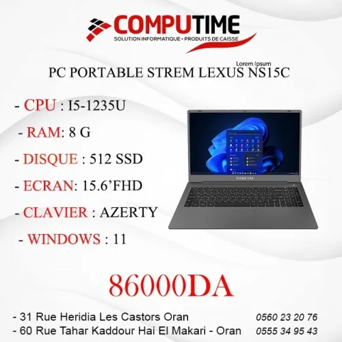 PC PORTABLE STREM LEXUS NS15C  I5-12EME 8G 512SSD