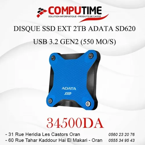 DISQUE SSD EXT 2TB ADATA SD620 USB 3.2 GEN2 (550 MO/S)