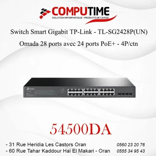 Switch Smart Gigabit TP-Link - TL-SG2428P(UN)  Omada 28 ports avec 24 ports PoE+ - 4P/ctn