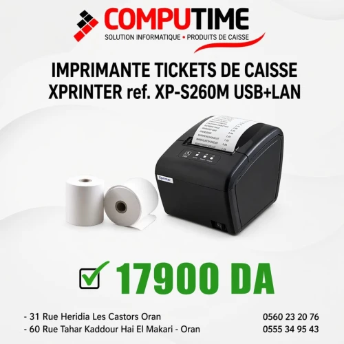IMPRIMANTE TICKET DE CAISSE THERMIQUE XPRINTER XP-S260M USB /RJ45/RS232