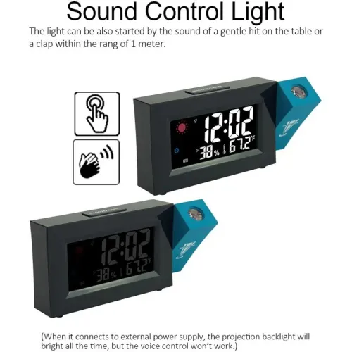 Horloge numérique LED 3en1 avec projection murale.