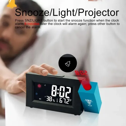 Horloge numérique LED 3en1 avec projection murale.