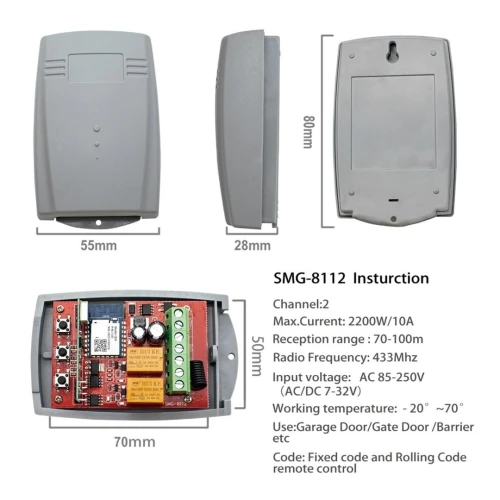 Télécommande Smart récepteur universel de porte, garage et de portail intelligent Wi-Fi
