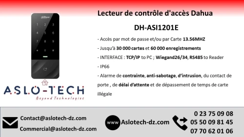 Lecteur de contrôle d'accès Dahua avec Clavier DH-ASI1201E