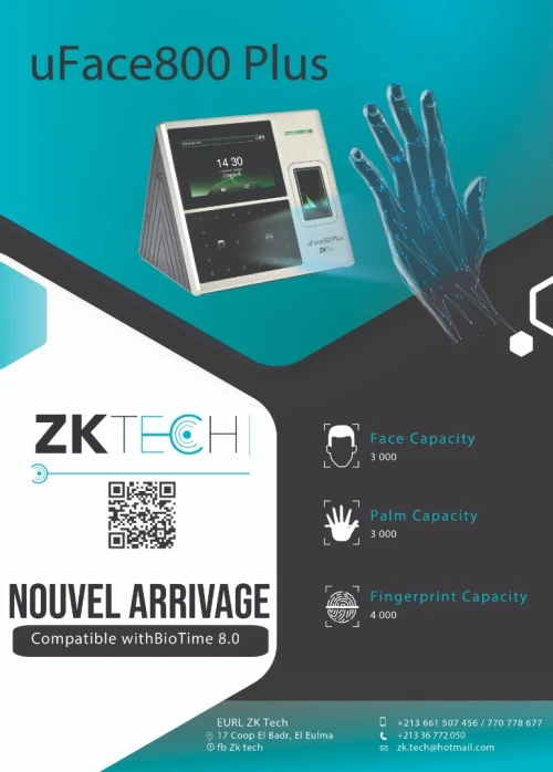pointeuse zkteco uface800plus