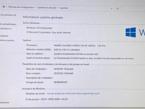 THINKPAD E590 / INTEL I5 8EME / 8G / 512 SSD / 15.6 / FHD