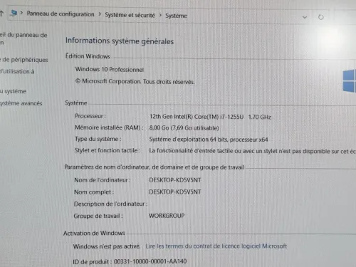 DELL LATITUDE 5530 / INTEL I7 12 EME / 8G / 512 SSD / 15.6 / FHD