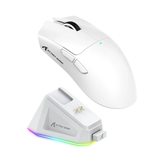 ATTACK SHARK X11 Tri Mode Mouse with Charging Dock (2.4G + BT + Wired) Black/White