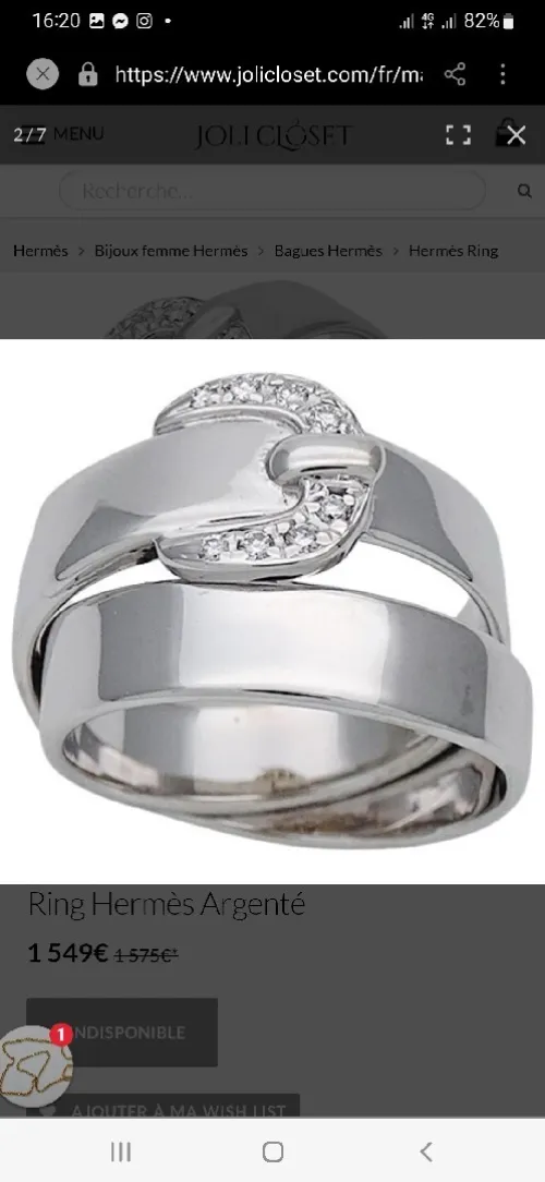 Bague en Or Blanc 18k Signée " HERMÈS " avec Diamants. Poids: 9,64 Grammes