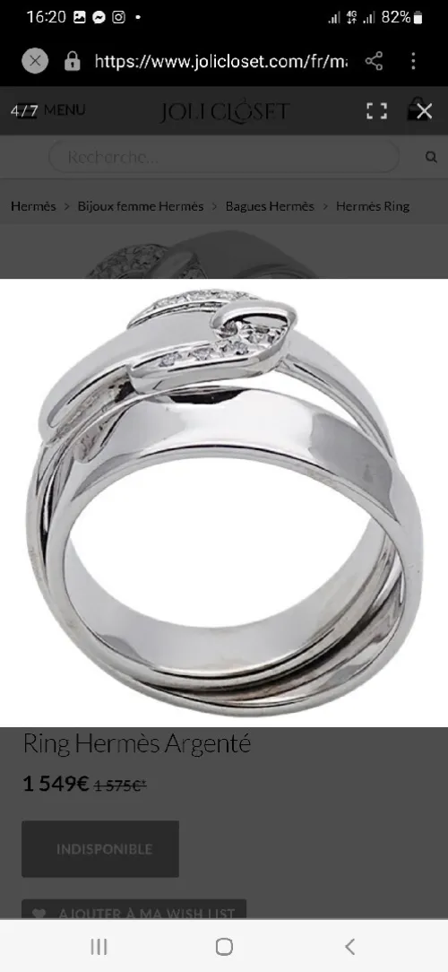 Bague en Or Blanc 18k Signée " HERMÈS " avec Diamants. Poids: 9,64 Grammes