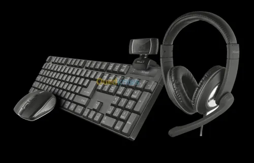 PACK 4EN1 CLAVIER ET SOURIS SANS FIL CASQUE ET WEB CAM TRUST 