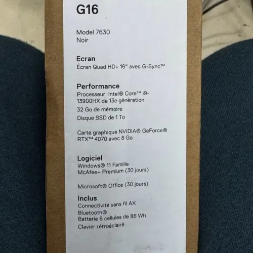 DELL G16 7630 / 13th 19-13900HX / 32GO DDR5 / 1TO SSD / 16" QHD+ 240Hz