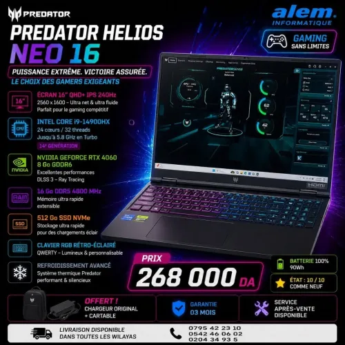 Acer Predator Helios Neo 16 / i9-14900HX / RTX 4060 / QHD+ 240Hz