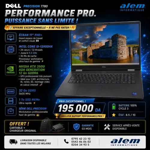 Dell Precision 7780 / i9-13950HX / 32 Go DDR5 / 1 To SSD / RTX 3500 Ada 12 Go