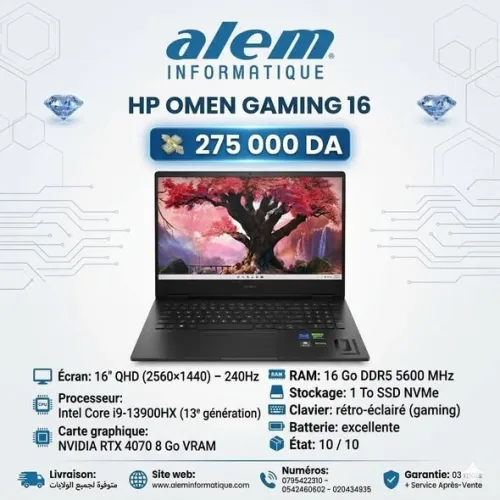 HP OMEN 16 / i9-13900HX / 16 Go DDR5 / RTX 4070 / QHD 240Hz