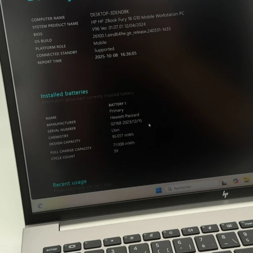 HP ZBOOK FURY 16 G10 / 13th I7-13850HX / NVIDIA RTX 3500 Ada 12Go / 32Go DDR5 / 1To SSD / 16 FHD+ 