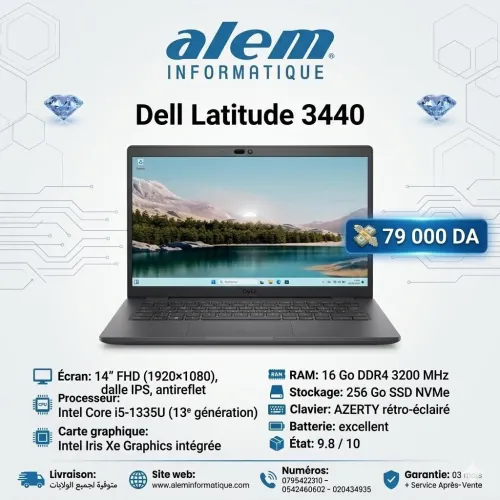 Dell Latitude 3440 / i5-1335U / 16 Go DDR4 / 256 Go SSD NVMe / 14 FHD