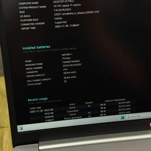 HP LAPTOP 17 / RYZEN 5 7520U / 16Go DDR5 / 512SSD / 17.3 FHD