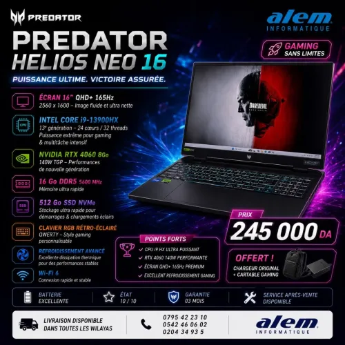 Acer Predator Helios Neo 16 / i9-13900HX / RTX 4060 / QHD+ 165Hz