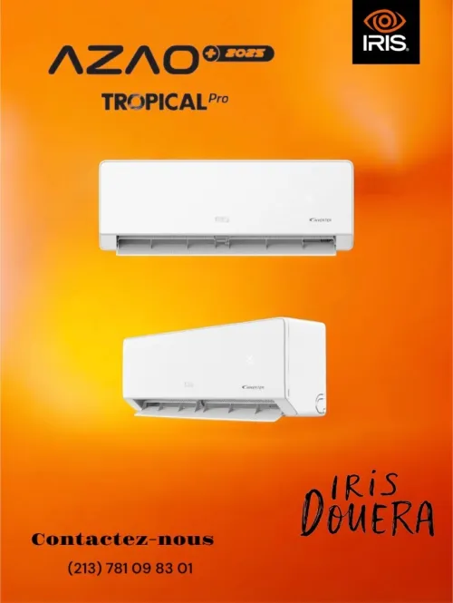 CLIMATISEUR IRIS AZAO+ PRO 24000 BTU SUPER TROPICAL INVERTER T3 2025 (BLANC/GRIS/NOIR)