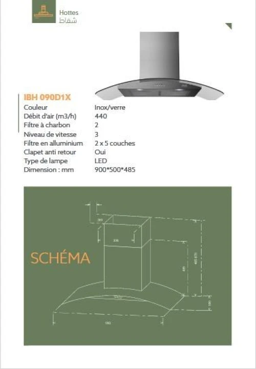 HOTTE DE CUISINE IBH-090D1X