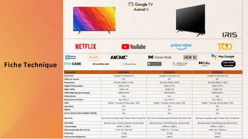 TV IRIS 50 G5020 ANDROID 14 GOOGLE TV 50POUCES UHD 4K