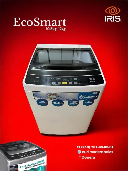 IRIS MACHINE A LAVER TOP AUTOMATIQUE ECOSMART 12KG SOFTDOOR (BLANC/GRIS/NOIR)