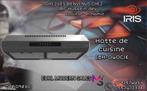  HOTTE DE CUISINE IRIS IBH060C1B 60CM FILTRE CHARBON (INOX/NOIR)