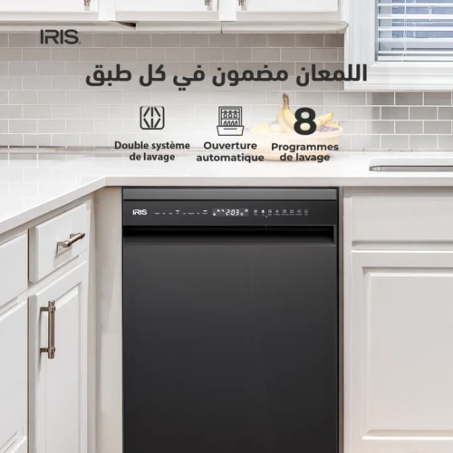 IRIS LAVE VAISSELLE 14 COUVERT (NOIR/INOX)