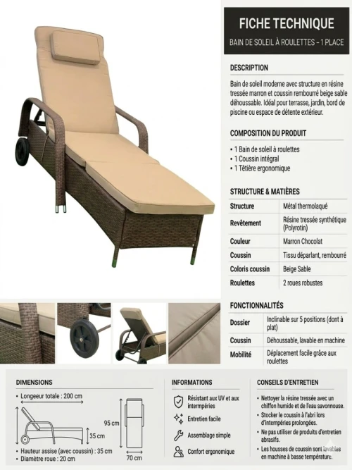 CHAISE LONGUE EN ROUTIN IMPORATATION MALAISIE