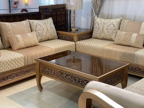 SALON MARROCAIN L EN BOIS HETRE BEIGE