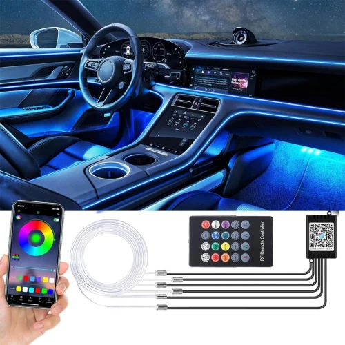 Lumière Ambiante RGB Pour llntérieur de Voiture avec Télécommande + APP Contrôle