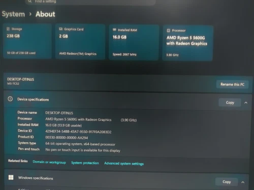 Pc gimer Rayzen 5 5600g _RAM 16 pak