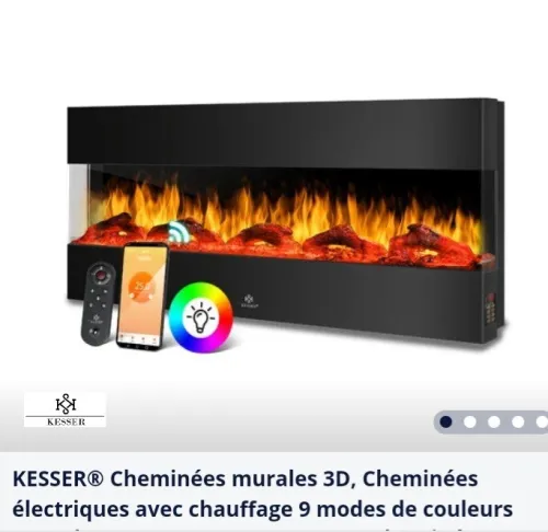 Cheminee électrique  de face et 3D