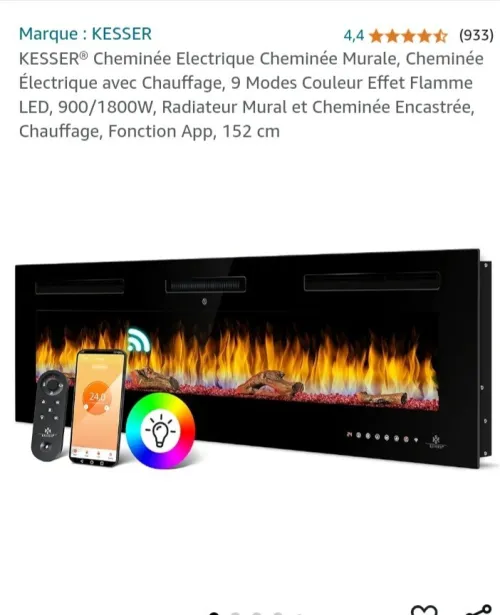 Cheminee électrique  de face et 3D