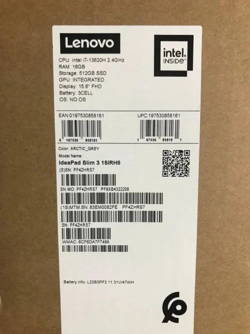 Lenovo IdeaPad Slim 3 ,Intel Core i7-13620H, 16GB LPDDR5, 512GB SSD, 15,6" FHD