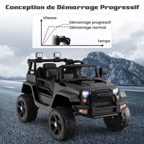 Jeep Voiture Electrique 12V/4.5 Ah pour Enfants 3-7 Ans, Télécommande 2,4G, Musique, Klaxon, LED