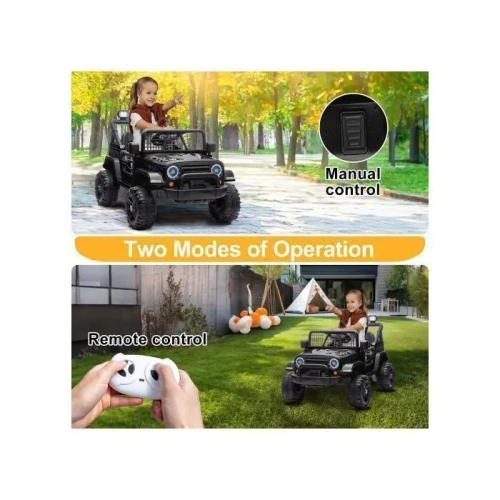 Jeep Voiture Electrique 12V/4.5 Ah pour Enfants 3-7 Ans, Télécommande 2,4G, Musique, Klaxon, LED