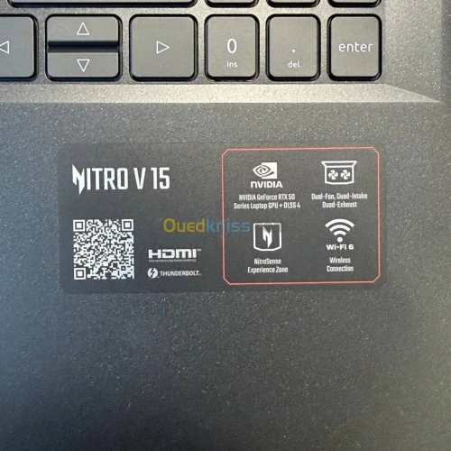 Acer Nitro V15 PC Portable Gaming 15.6" FHD 165Hz I Intel Core i7-13620H 13è gén. I NVIDIA GeForce RTX 5050 I 16Go RAM I 512Go SSD I Windows 11 Home I Noir I Clavier FR AZERTY I ANV15-52-76H1