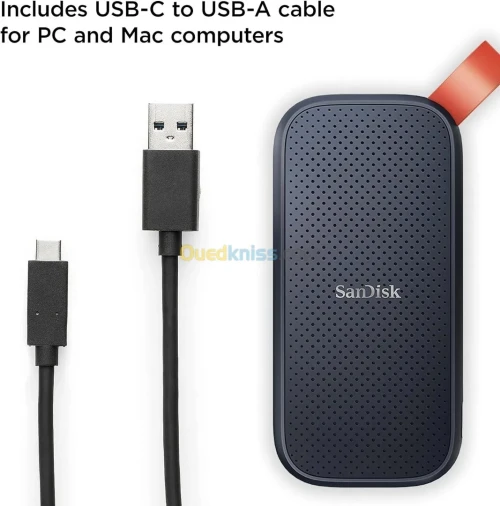 SanDisk 1TB SSD portable - Disque SSD externe - USB-C - USB 3.2 - Jusqu'à 800 Mo/s