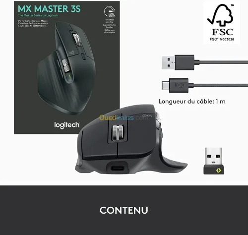 Logitech MX Master 3S - Souris sans fil - droitier - capteur optique 8000 dpi - 7 boutons
