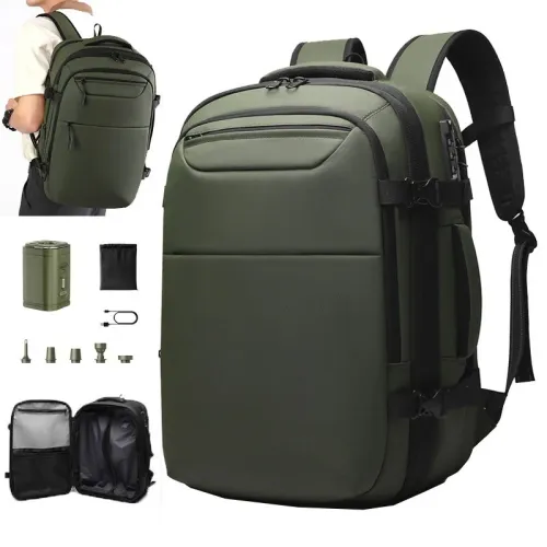 Sac à dos professionnel multifonctionnel extensible avec compression sous vide et anti-vol